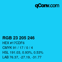 Color code: RGB 23 205 246 | qconv.com