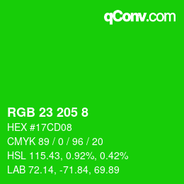 Color code: RGB 23 205 8 | qconv.com