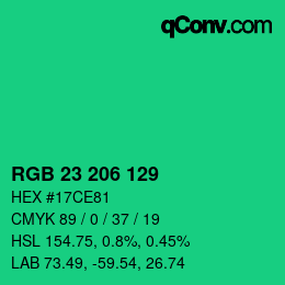 Color code: RGB 23 206 129 | qconv.com