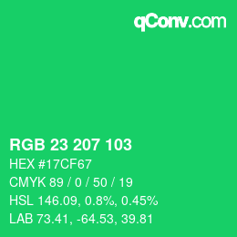 颜色代码: RGB 23 207 103 | qconv.com