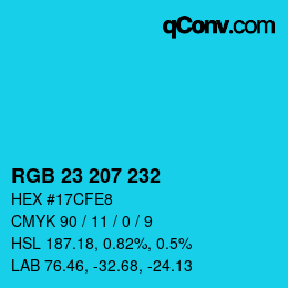 Color code: RGB 23 207 232 | qconv.com