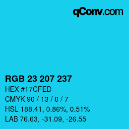 Color code: RGB 23 207 237 | qconv.com