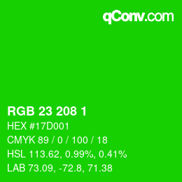 Color code: RGB 23 208 1 | qconv.com