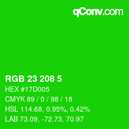 Color code: RGB 23 208 5 | qconv.com