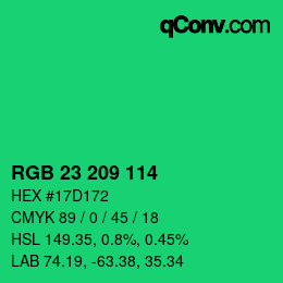 Color code: RGB 23 209 114 | qconv.com