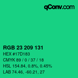 Color code: RGB 23 209 131 | qconv.com