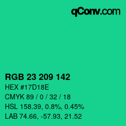 Color code: RGB 23 209 142 | qconv.com