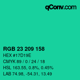 Color code: RGB 23 209 158 | qconv.com