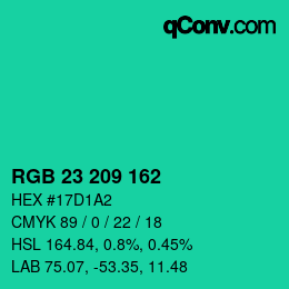 Color code: RGB 23 209 162 | qconv.com