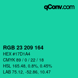 Color code: RGB 23 209 164 | qconv.com