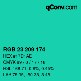 Color code: RGB 23 209 174 | qconv.com