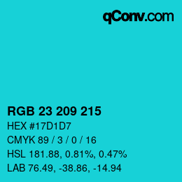 カラーコード: RGB 23 209 215 | qconv.com