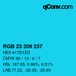 Color code: RGB 23 209 237 | qconv.com