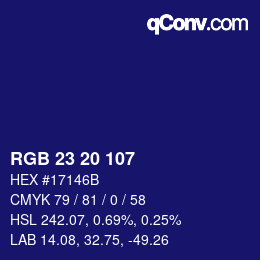 カラーコード: RGB 23 20 107 | qconv.com