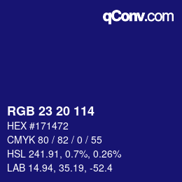 Code couleur: RGB 23 20 114 | qconv.com