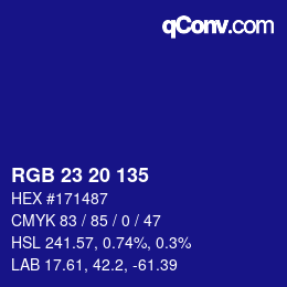 Color code: RGB 23 20 135 | qconv.com