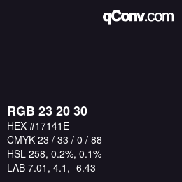 Color code: RGB 23 20 30 | qconv.com