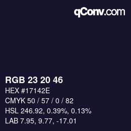 Color code: RGB 23 20 46 | qconv.com