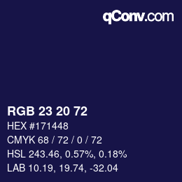 Color code: RGB 23 20 72 | qconv.com