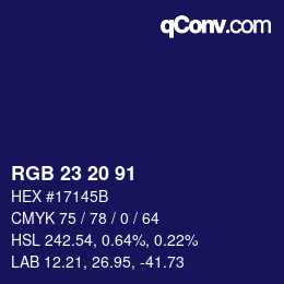 Color code: RGB 23 20 91 | qconv.com
