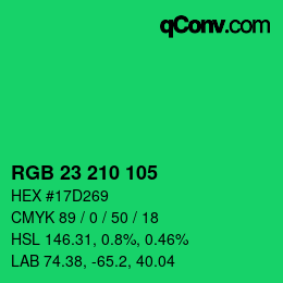 Color code: RGB 23 210 105 | qconv.com