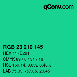 Color code: RGB 23 210 145 | qconv.com
