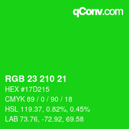 Color code: RGB 23 210 21 | qconv.com