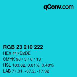 Color code: RGB 23 210 222 | qconv.com