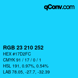 Color code: RGB 23 210 252 | qconv.com