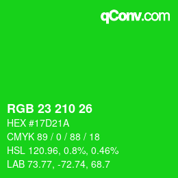 Color code: RGB 23 210 26 | qconv.com
