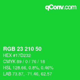 Color code: RGB 23 210 50 | qconv.com
