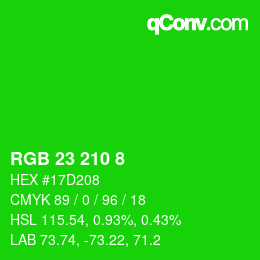 カラーコード: RGB 23 210 8 | qconv.com