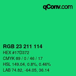 Color code: RGB 23 211 114 | qconv.com