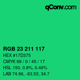 Color code: RGB 23 211 117 | qconv.com