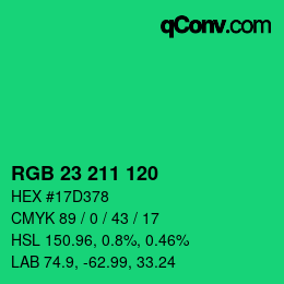 Color code: RGB 23 211 120 | qconv.com