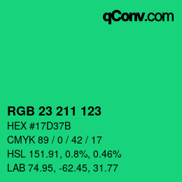 Color code: RGB 23 211 123 | qconv.com