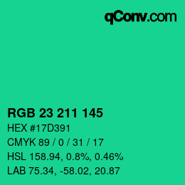 Color code: RGB 23 211 145 | qconv.com