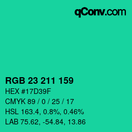 Color code: RGB 23 211 159 | qconv.com