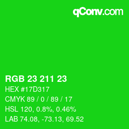 Color code: RGB 23 211 23 | qconv.com