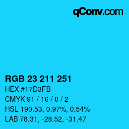 Color code: RGB 23 211 251 | qconv.com