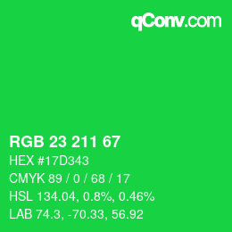 Color code: RGB 23 211 67 | qconv.com
