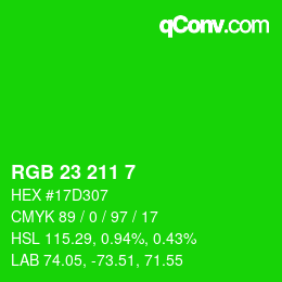 Color code: RGB 23 211 7 | qconv.com