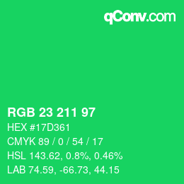 Color code: RGB 23 211 97 | qconv.com