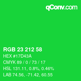 Color code: RGB 23 212 58 | qconv.com