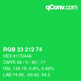 Color code: RGB 23 212 74 | qconv.com