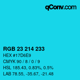 颜色代码: RGB 23 214 233 | qconv.com