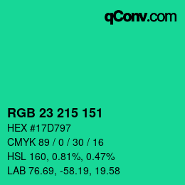 Color code: RGB 23 215 151 | qconv.com