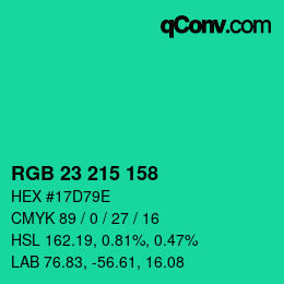 Color code: RGB 23 215 158 | qconv.com