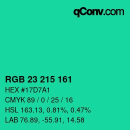 Color code: RGB 23 215 161 | qconv.com