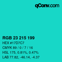 Color code: RGB 23 215 199 | qconv.com